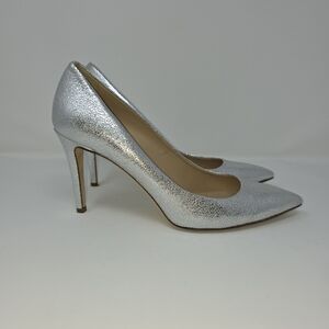 J.Crew Elsie pumps heels – Metallic Silver crackle - Size 9.5 - Made in Italy